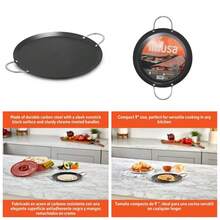 Round Carbon Steel Nonstick Comal With Metal Handles Black Kitchen Griddle - 1 - View 1