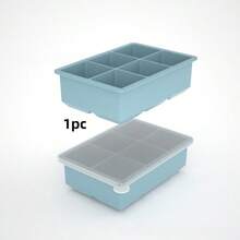 6-Cavity Silicone Ice Cube Tray, Large Square Ice Mold With Lid, Silicone DIY Ice Maker For Home Use - Multicolor - View 17