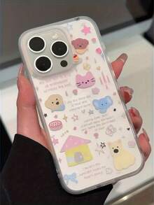 半透明卡通动物手机壳，适用于机型，保护套 - 透明白 - 查看 2