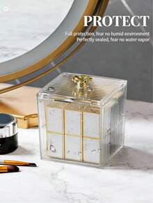 防尘化妆棉口红棉签收纳盒（带盖） - 無色 - 查看 4