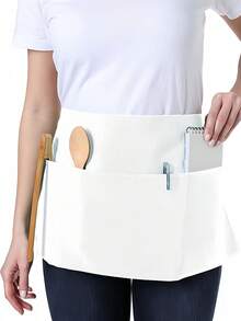 6pcs Waitress/Waiter Waist Apron - Half Apron With 3 Pockets, Short Black Waiter Apron - Multicolor - View 3