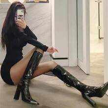 Women Pant Boots - Black Single-layer 8cm - View 2