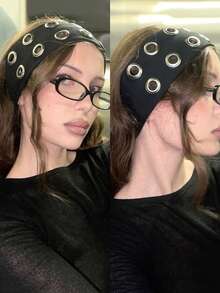 1/2pcs Retro Metal Hoop Wide Headband, European And American Street Style Punk Rock Fashion Hair Accessories Summer Outfits Summer Beach Hair Bands - Multicolor - View 7