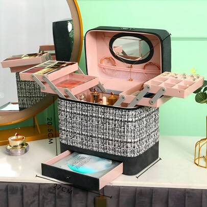 Large-Capacity New Makeup Bag - A Cosmetic Storage Box, Portable, Super Large, With An "Ins Style" Handbag Design For Women.