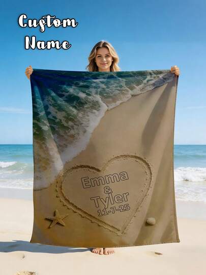 بطانية من الفلانيل المخصصة بالاسم، مناسبة للشاطئ والتخييم والصالة المعيشية والأليفة، يمكن طباعة اسم العائلة/الأليفة/الزوجين، بطانية شخصية مناسبة لعيد الميلاد وعيد الأم/الأب وهدية للعائلة والأصدقاء والأم/الأب