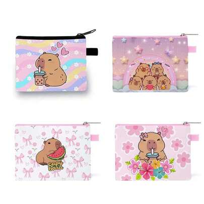 Creative Capybara Print Pattern Small Wallet, Girls' Lightweight Coin Purse, Coin Earphone Storage Bag, Card Holder, Change Pouch