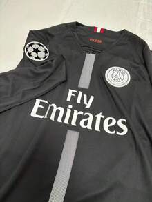 18-19 Paris II Away Long Sleeved Black  No. 10 Football Shirt Retro Breathable Quick Dry Training Suit - 黑與白 - 查看 4