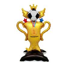 1个足球奖杯造型铝箔气球支架，适用于足球比赛主题生日派对装饰和世界杯装饰 - 彩色 - 查看 14
