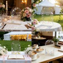 1pc Modern Calligraphy Acrylic Wedding Sign, Wild Flower Arch Desktop Decor With "Cards & Gifts" Info, Thank You Card, Suitable For Reception, Party, Event - Durable Transparent Display, No Power Needed, Easy To Clean, Modern Home & Wedding Decor, 2D - Decorative Plaque - View 4