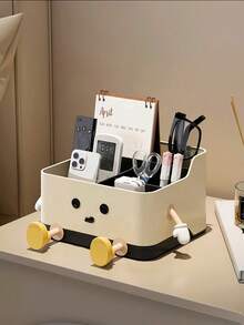 1 pieza Caja de almacenamiento con compartimentos de gran capacidad y diseño de personaje, a prueba de polvo y humedad, desmontable, organizador de escritorio, diseño humanizado, adecuado para dormitorio, escritorio, sala de estar, tocador, papelería, artículos varios, cosméticos, accesorios digitales, caja de almacenamiento de escritorio multifuncional, esencial para oficina en casa, estudio de estudiantes, cuidado de la piel y maquillaje, vida en la residencia, sala de estudio, ordenar el escritorio, viaje de negocios, decoración de alquiler, regalo de vacaciones - Multicolor - Ver 2