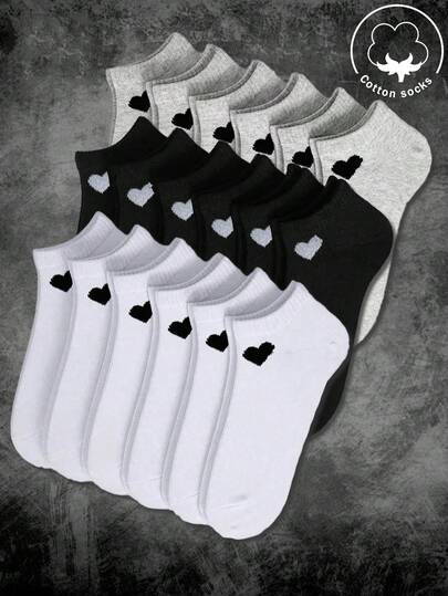 1/10/12/15/20 Đôi tất cotton nữ, tất ngắn, tất trắng, tất xám, tất đen, tất nữ, tất dễ thương, tất bé gái, tất mùa thu/đông/xuân/hè, chi tiết lưới thoáng khí, thiết kế lỗ thoáng khí, thấm hút mồ hôi, mềm mại và mịn màng, thích hợp cho nhiều dịp lễ, thể thao, giải trí, công sở và mặc hàng ngày, có thể mặc quanh năm, phối màu ngẫu nhiên.