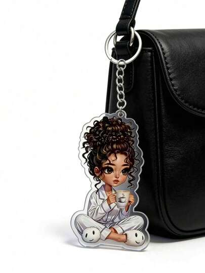 2D Fashion Coffee Theme Flat Keychain, Exquisite Gift For Bag Charm, Car Key Decor, Valentine's Day, Christmas, Halloween And Other Occasions Office Desk Accesorries Desk Accesorries Office Supplies Office Decor
