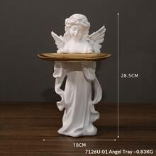欧洲复古天使托盘摆件,多种尺寸可选!小号精致首饰收纳盒,可放置耳环和戒指;中号多功能桌面摆件;大号空间升级利器。纯白天使造型,搭配金属托盘,可放置首饰、香水或钥匙,兼具实用收纳和高端装饰功能,是打造法式浪漫家居氛围的绝佳拍照道具。办公桌办公用品,办公配件 - 歐式天使托盤擺件 - 查看 16