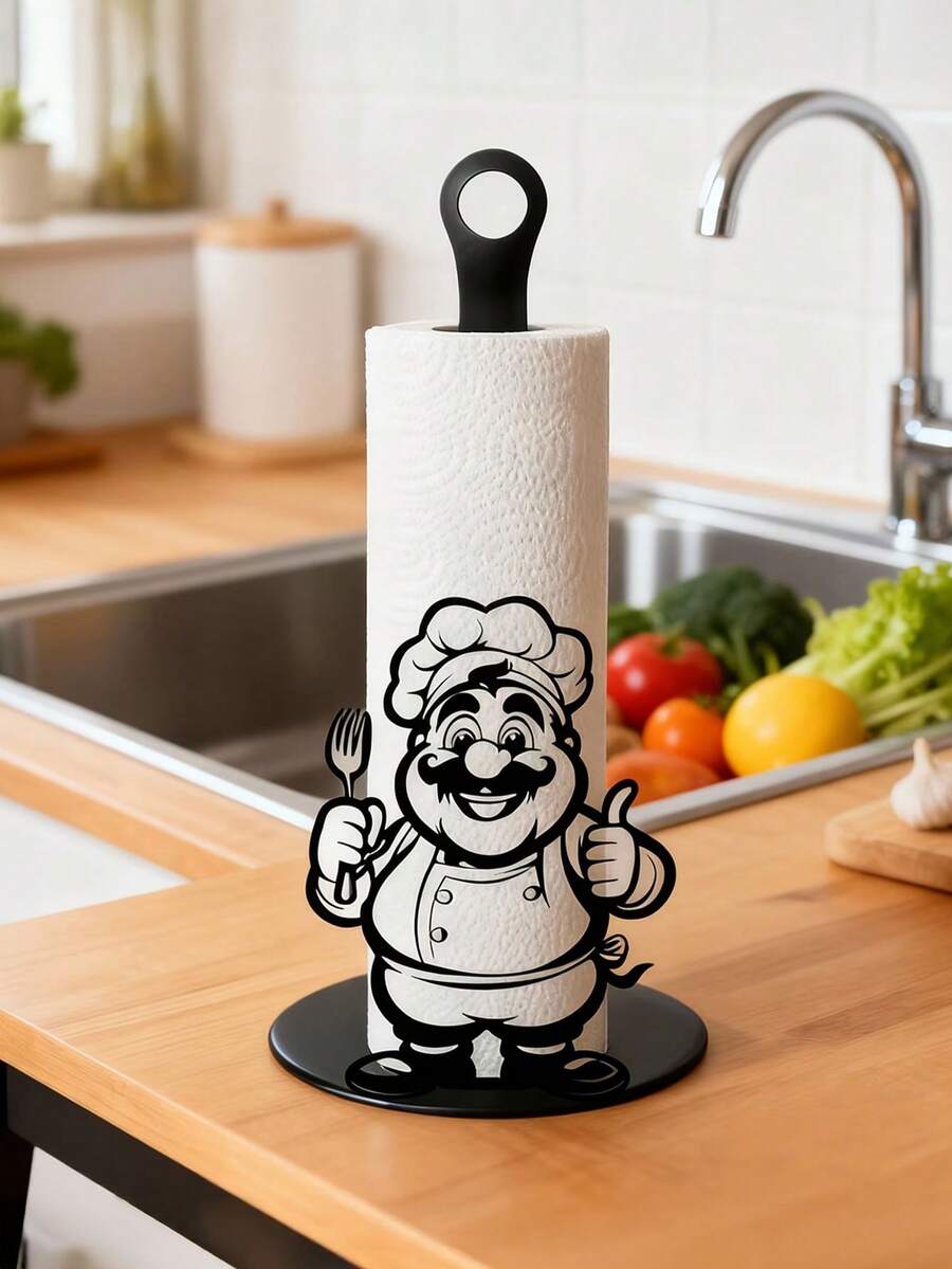 Porte-boîte de mouchoirs en fer noir, design de chef amusant, sans installation requise, convient pour la table à manger, la chambre, la décoration rustique de la maison, durable