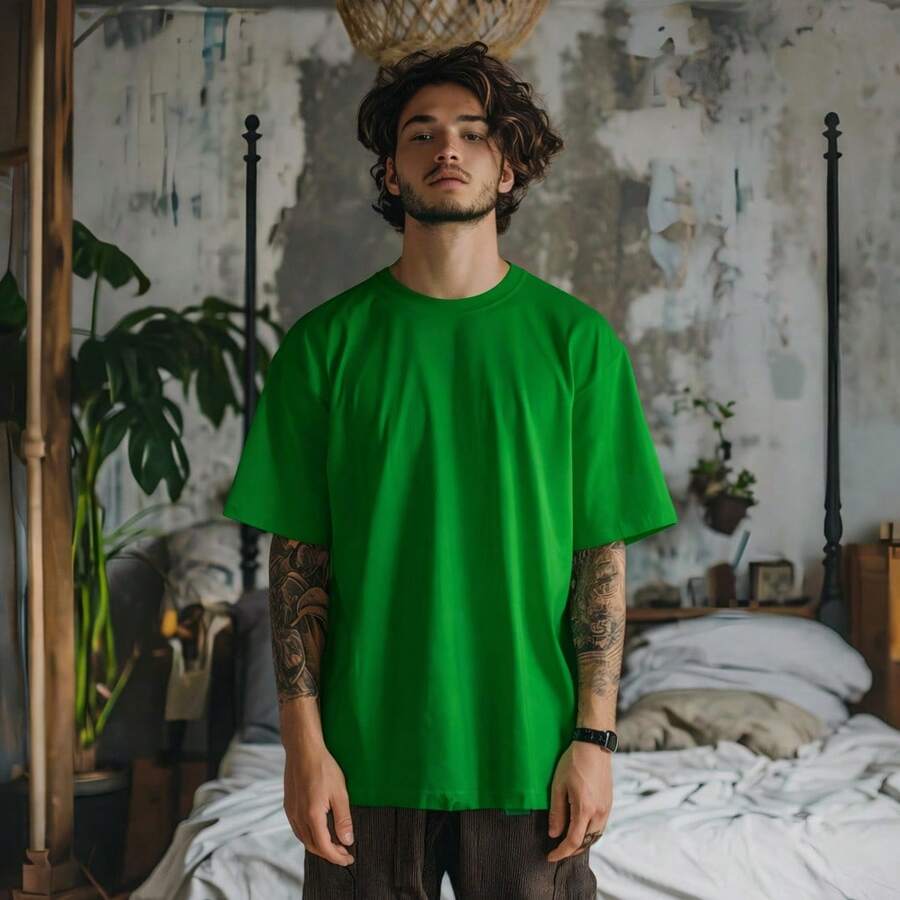 Men's Basic Oversized T-Shirt, Sizes S To Plus Size 6XL, 100% Cotton, 18 Colors - Green Flag - View 1