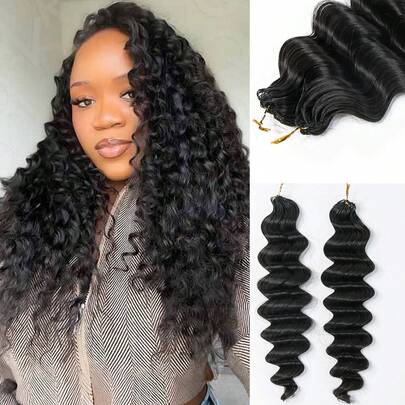 150g 3 gói Tóc nối móc sợi siêu mảnh sóng sâu, làm từ tóc thật, dài 12-26 inch, không thắt nút, đã được tách sẵn, dành cho nữ, màu đen tự nhiên.