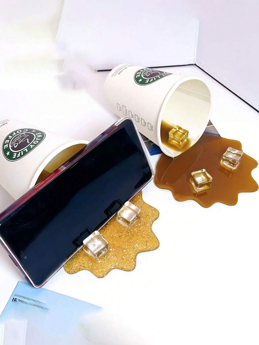1pc Spilled Coffee Prank Toy, Realistic Beverage Cup, Creative Phone Holder & Desktop Decor
