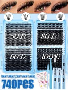 800PcsDCurl Segmented Lash Clusters,10D-150D Mixed Volume,8-18mm Lengths.Natural Fluffy Thick Lashes,Beginner-Friendly & Long-Lasting Comfortable Wear.Full Kit With Glue, Setting Solution,Tweezers & Brush,Perfect For Parties,Gatherings And Travel - Multicolor - View 13