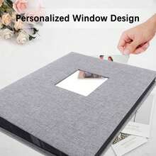 Album ảnh bìa cứng Potricher Linen 3x5, chứa được 600 ảnh, dung lượng lớn, thích hợp cho gia đình, đám cưới, kỷ niệm, kỳ nghỉ (Màu xám, 600 ngăn) - lanh - Xem 3
