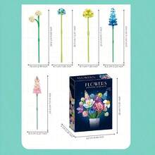 Colorful Artificial Flower Building Blocks, Romantic Valentine's Day & Mother's Day Gift, Home Decor Handicraft, Compatible With Mainstream Brands - Multicolor - View 10
