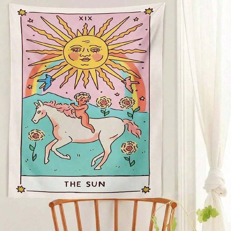 Tarot Card Tapestry Wall Hanging Divination Home Decor Art Tapestry Bohemian Hippie Decor Wall Hanging Poster - Kiểu 1 - Xem 1