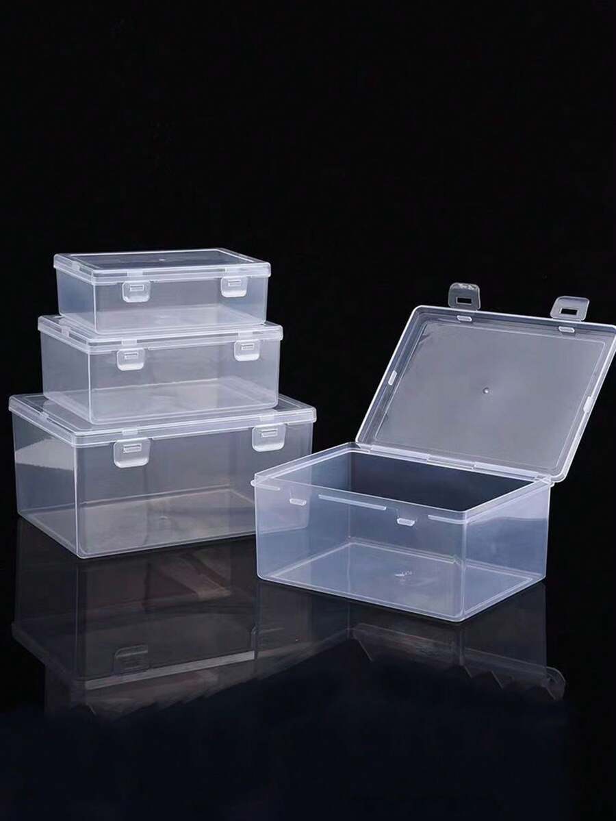 1个透明收纳盒 | 小号、中号、大号 | 便携式配件及办公用品整理盒 | 防尘且节省空间 - 無色 - 查看 1