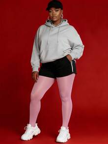 缎面光泽玫瑰粉色打底裤 - 柔和光泽，高腰设计，优雅闪亮，适合特殊场合和时尚日常穿搭 - 粉色 - 查看 8