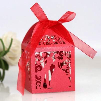 Hộp kẹo hình gấu hoạt hình màu đỏ phong cách Ins, thích hợp cho tiệc mừng em bé chào đời, tiệc đầy tháng, không khí lễ hội.