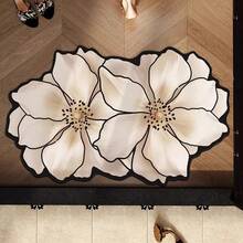1pc Gold Floral Pattern Bath Mat, Bathroom Rug, Door Mat, Small Rug, Carpet, Floor Mat, Home Decor, Area Rug, Outdoor Mat, Bedroom Carpet, Washable Rug - Multicolor - View 3