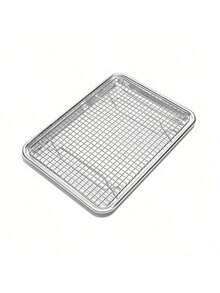 1pc Stainless Steel Baking Tray With Cooling Rack Set, Rust-Resistant Baking Pan, Thickened Rim, Suitable For Cooking And Baking, Eid Al-Fitr & Eid Al-Adha Supplies, Barbecue Tools - 31.5x24.5x2.5cm - View 10