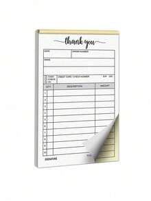 2-Ply White & Yellow Carbonless Receipt Book, Small Business Invoice Pad, Order Receipt Book, Commercial Invoice Book, School Supplies, Back To School Season - Multicolor - View 5