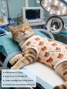 1pc Cat Post-Op Recovery Suit, Suitable For Abdominal Wounds Or Skin Conditions, Replaces Cone Collar, Breathable & Comfortable, Prevents Licking Of Wounds - Multicolor - View 6