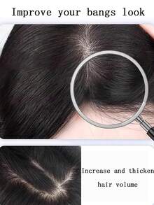 10 Inch Fluffy Bangs Hair Topper, Butterfly Shaped, Used To Cover White Hair, Handwoven Inner Net, High Crown Seamless And Lightweight Hair Topper, Suitable For Women - Multicolor - View 3