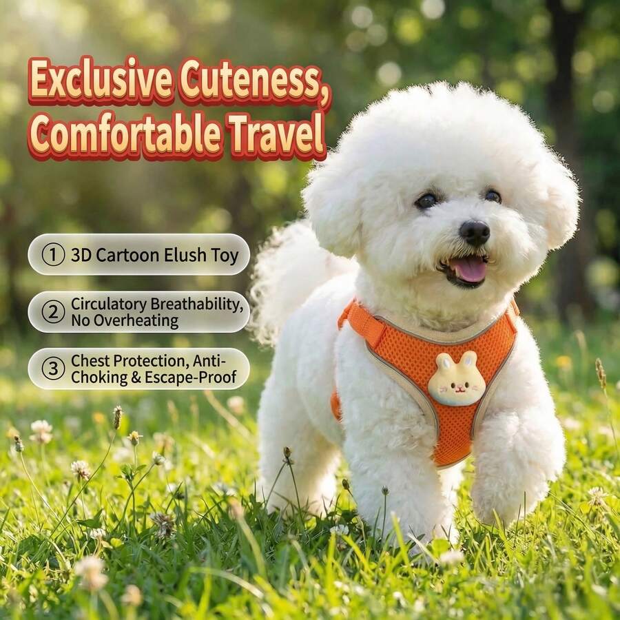 Dây dắt chó kiểu áo vest dành cho chó nhỏ, chó Teddy, Pomeranian, chó con, bộ dây đeo và dây dắt cho chó cưng. - Nhiều màu - Xem 1