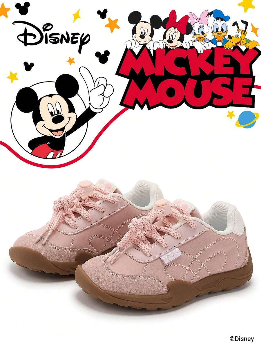 Disney 米奇官方授权联名款 | 一双儿童运动鞋，适合日常、节日、运动和户外活动穿着。穿着舒适贴合脚型，防滑、耐磨、透气。（男童运动鞋、男童板鞋、儿童运动鞋、女童运动鞋、女童板鞋） - 粉色 - 查看 1
