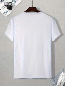 Men's T-Shirt - 100% Cotton, Crew Neck, Slightly Stretchy, Solid Color, Slim Fit, Knit Fabric, Casual Summer T-Shirt, Unique Design, 180 G/M², Men's T-Shirt - 白色 - 查看 2