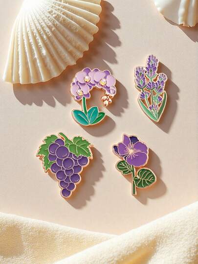 1/4枚精致花卉胸针，清新优雅，低调百搭，男女皆宜，可别在外套、围巾、包包、衣领上。