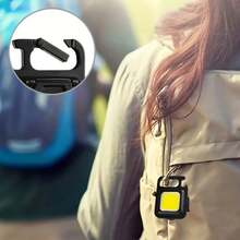 1pc Rechargeable Flashlight Keychain Light, Portable Outdoor Work Lamp With Foldable Stand, Bottle Opener And Base, Suitable For Camping, Hunting, Walking, Household, USB Powered, Aluminum Alloy Material (Durable And Wear-Resistant) - Black - View 2