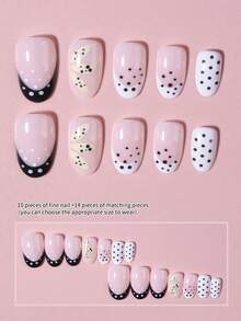 24 Peças de Unhas Postiças Ovais Curtas, Adesivos de Unhas Francesas com Estampa Floral Amarela e Poá, Material Acrílico, Inclui 1 Peça de Gel de Gelatina e 1 Peça Lixa de Unha, Arte de Unhas Floral Adequada para Mulheres e Meninas no Dia a Dia, Trabalho, Estudo e Festa - Multicolorido - Visão 5