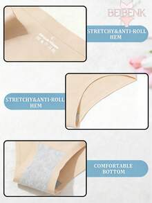 BEIBENK Yes Daddy Pink Text Black Underwear For Women Sexy And Playful Design Perfect For Intimate Moments And Romantic Gifts  And Bold Style,,Women Briefs, Sexy Seamless Breathable,Ice Silk Panties, Panties For Women,Ropa Interior Demujer - 杏色1 - 查看 5