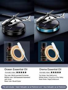 Cool Solar Powered Helicopter Creative Car Air Freshener - 2-In-1 Essential Car Decor Accessory, Combining Car Decoration And Aromatherapy. Features Rotating Blades Function, Available In 5 Colors. Set Includes Essential Oil, Wooden Aromatherapy Chip And Dropper. Ideal Gift For Men And Car Enthusiasts. - A - View 22