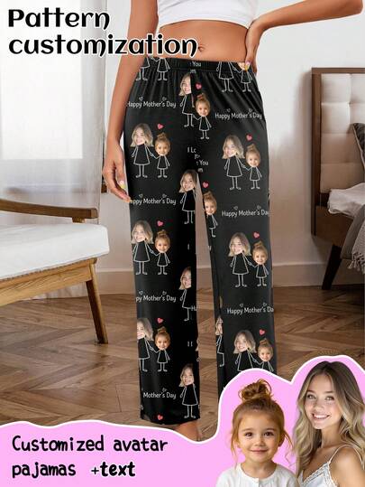 Customized Women's Pajama Pants, Can Print Any Pattern, Personalized Pajama Pants With Photos, Funny Customized Image Comfortable Pajama Pants. Suitable For Mother's Day, Birthday, Gifts, Personalized, Colorful, Cute, Witty, Humorous, Unique, Exclusive, Ideal Girlfriend Gift, Suitable For Girlfriend, Family, Friends, Elders, Fashionable For Autumn, Holiday Party
