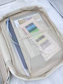 Fabric Bible Cover For Women, Durable Carrying Book Case Church Bag For Biblical Accessories With Handle And Zippered Pocket Backpack, Stationery, Storage, Handbag - 紅白色 - 查看 9