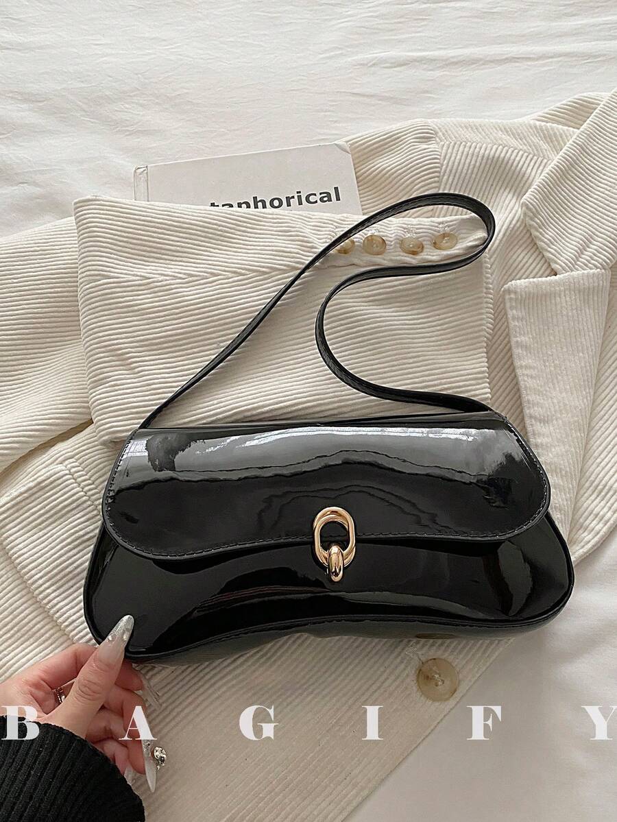 女士复古仿油皮单肩斜挎包，时尚百搭，适合约会、外出、聚会等场合