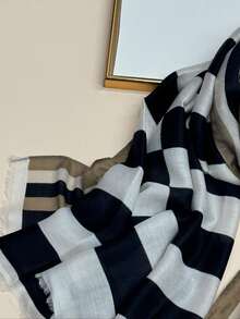 1pc Women's Simple Printed Scarf, Fashion Scarf, New Sunscreen Beach Shawl, Cotton Linen Feel Shawl For Women - Multicolor - View 8