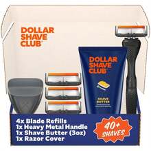 Dollar Shave Club | The Member Exclusive Shave Set | 4 Extra Close Refill Cartridges, 1 Handle (Black), 1 Shave Butter 3 Ounce, 1 Razor Cover, Razors For Men - Màu A - Xem 1