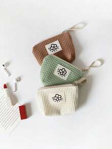 1 chiếc ví mini họa tiết hoạt hình dễ thương, ví đựng tiền xu kẻ caro đáng yêu dành cho bé gái, túi đựng mỹ phẩm tối giản di động để đựng son môi và các vật dụng nhỏ khác, trang trí ngoài trời mùa xuân, phụ kiện học sinh kiểu Hàn Quốc, có thể đựng chìa khóa/thẻ/mỹ phẩm, có dây đeo cổ tay khóa kéo, trang trí hoa xếp nếp ngọt ngào. - Nhiều màu - Xem 4