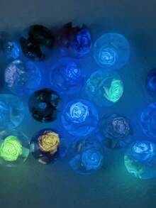 5pcs 16mm Glow-In-The-Dark Rose Resin Beads, Round Beads With Straight Holes, DIY Crafts, Jewelry Making, Phone Straps, Bracelets, Hair Accessories - Glow-in-the-dark Rose Beads - View 2