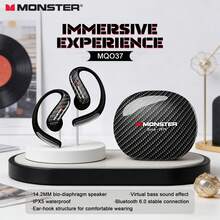 Monster MQO37 无线蓝牙 6.0 降噪耳机，Hi-Fi 立体声音乐，高清通话，IPX5 防水运动耳机带麦克风 - 查看 2