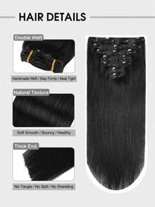 Tóc nối kẹp SUYYA 14 inch làm từ tóc thật Remy tự nhiên, màu đen tuyền, thẳng mượt, dành cho nữ. - S1 - Xem 3